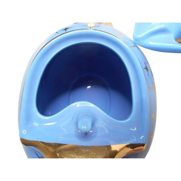 EUC VTG 1950s Hall Periwinkle Blue & Gold Atomic Starburst 6 cup Teapot 0749GL - Picture 6 of 8